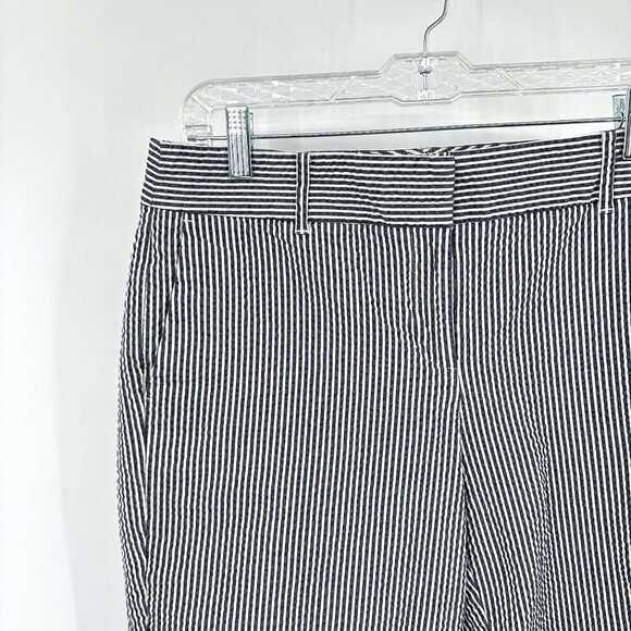 ANN TAYLOR devin fit shorts bermuda walking seersucker striped cotton gray 10 - Picture 2 of 6